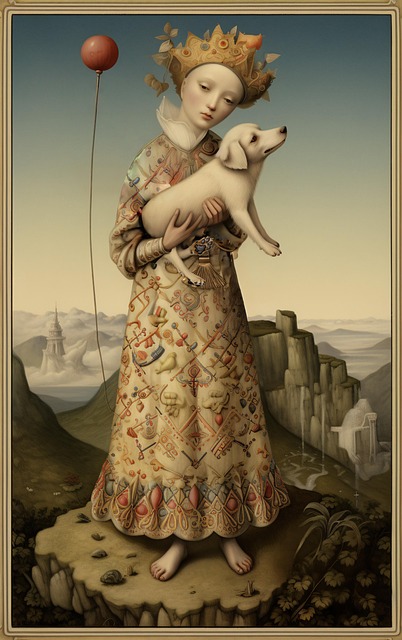 Free ai generated woman dog illustration