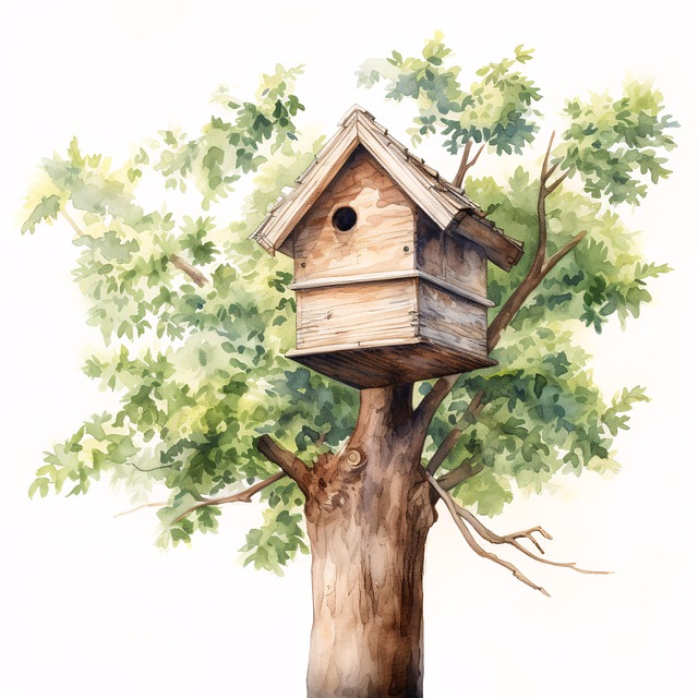 Free birdhouse tree wooden illustration