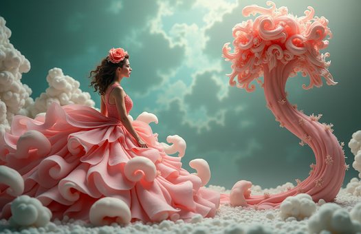 Free Woman Pink Gown illustration and picture