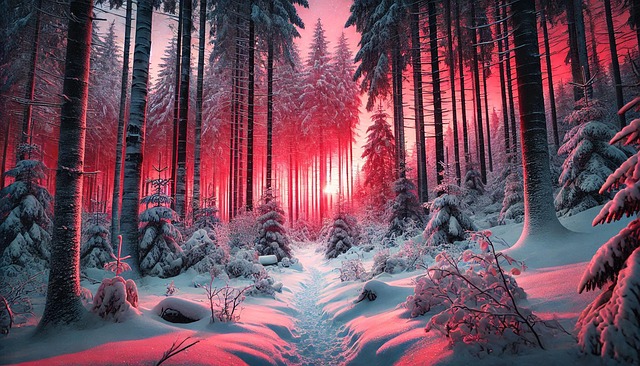 Bosque Invierno Puesta De Sol