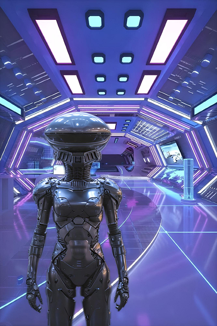 Zukunft, Futuristisch, Schiff, Cyborg
