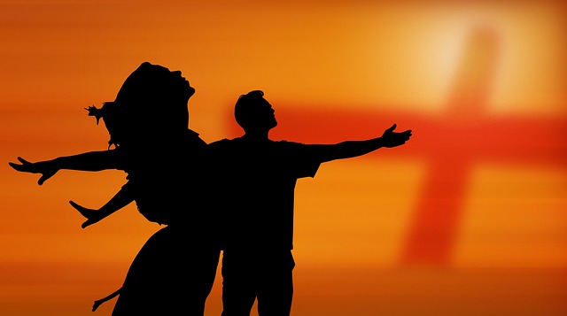 Free man silhouette faith illustration