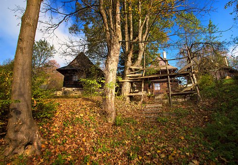 Dorf, Mittelalterlich, Hölzern, Zaun