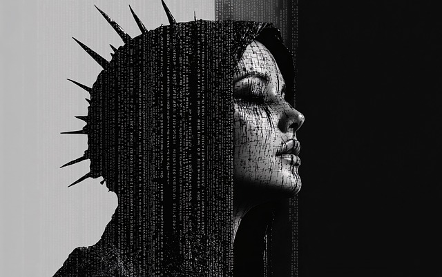 Free ai generated woman glitch illustration