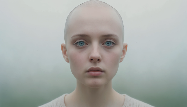 Free ai generated bald woman misty illustration