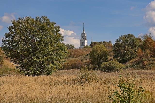 Russland, Kirche, Landschaft, Herbst