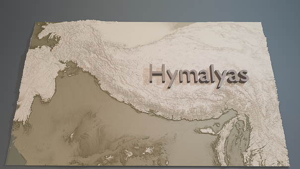 Himalaya, Geländekarte, 3D-Geländekarte