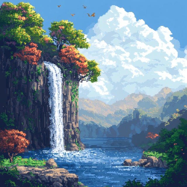 Free ai generated waterfall river illustration