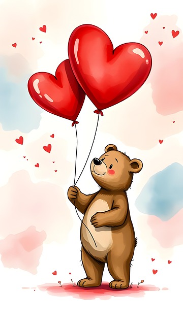 Free valentine's day bear balloons illustration