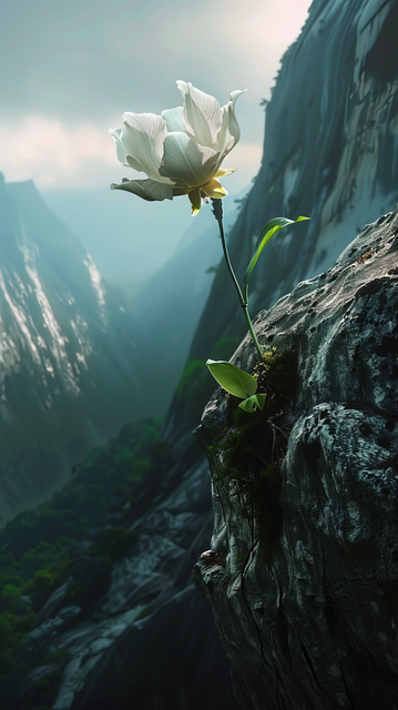 Free ai generated cliffside flower illustration