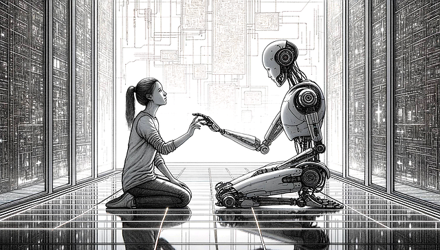 Free cyborg robot android illustration