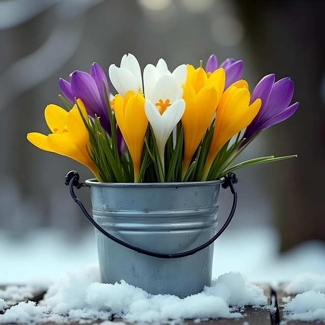 Free crocuses winter season illustration