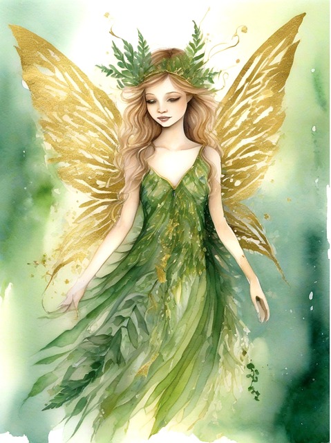 Free fairy fairytale watercolor illustration