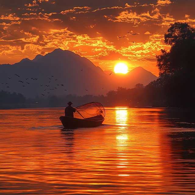 Free fisherman view work illustration