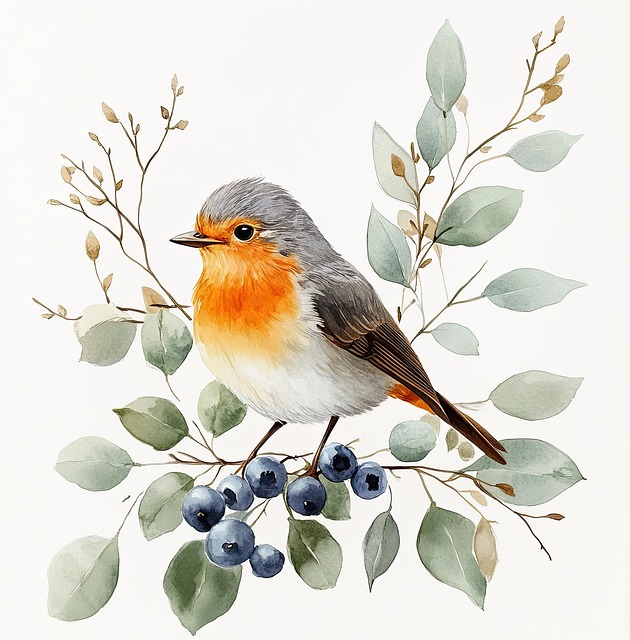 Free robin bird feathers illustration