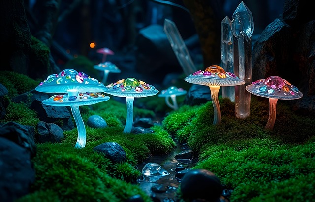 Free ai generated mushrooms glass illustration