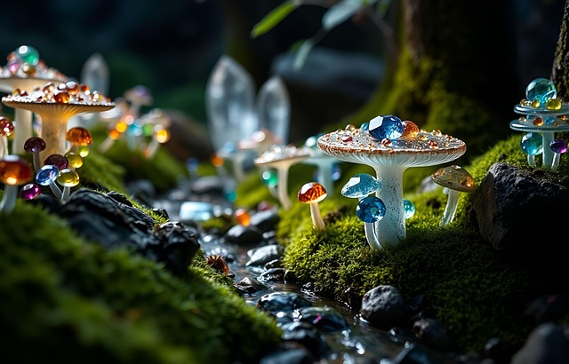 Free ai generated mushrooms glass illustration