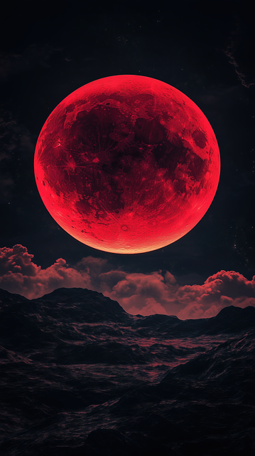 Free blood moon red moon lunar eclipse illustration