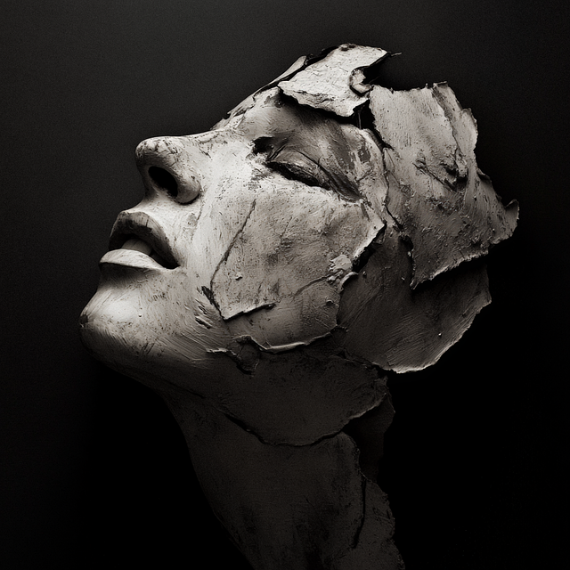 Free face cracked sculpture illustration