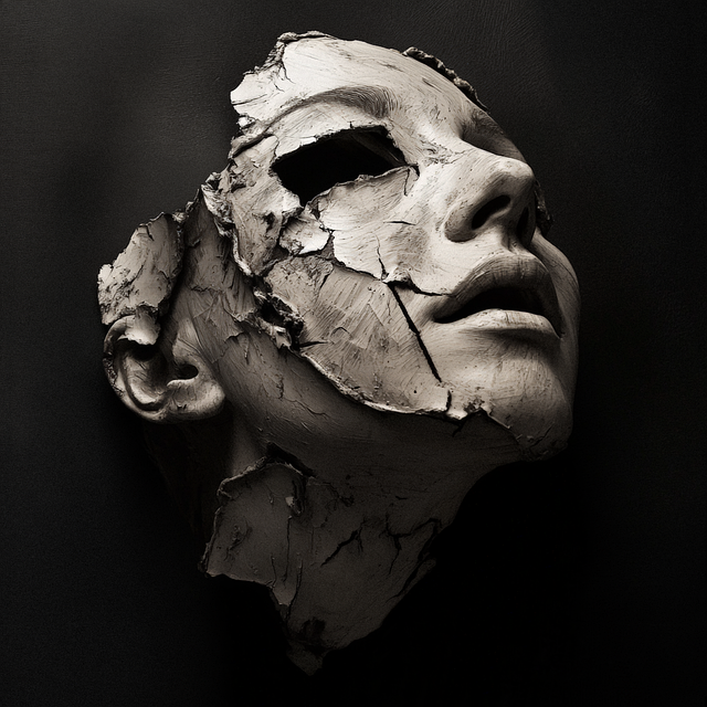 Free face cracked sculpture illustration