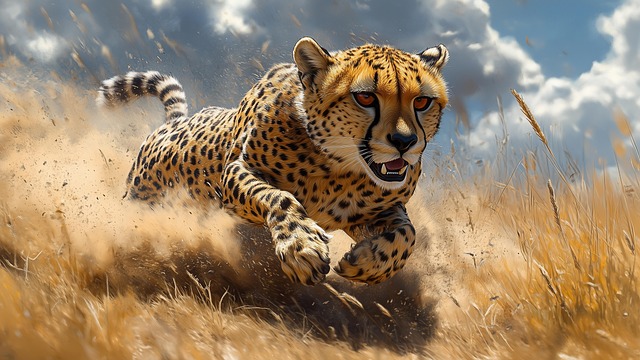 Free cheetah running savannah illustration