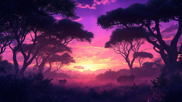 Free safari afterglow sunset illustration