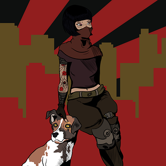 Free Girl Dog illustration and picture