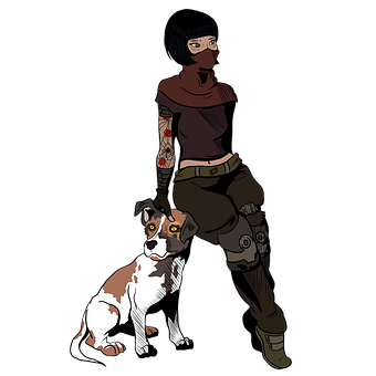 Free Girl Dog illustration and picture