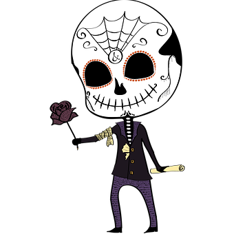 Skjelett, Gotisk, Halloween, Bein, Rose