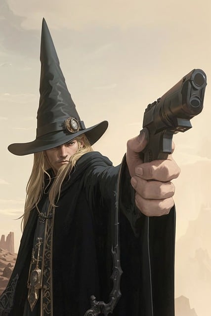 Free ai generated gun wizard illustration