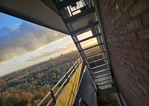 Treppe, Gebäude, Wolken, Himmel, Natur