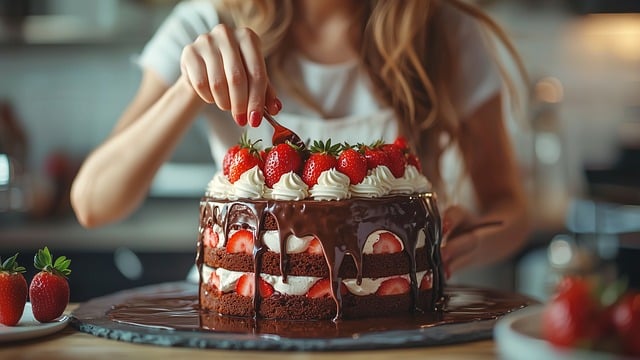 Free ai generated cake strawberry cake illustration