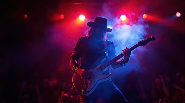 Rockmusik, Konzert, Gitarrist, E Gitarre