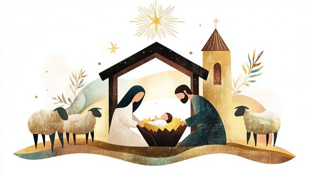 Download free HD stock image of Christmas Jesus Free christmas jesus manger illustration