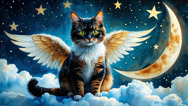 Free cat ai generated angel illustration