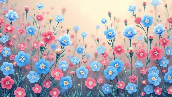 Natura, Flori, Fundal, Floral, Stilizat