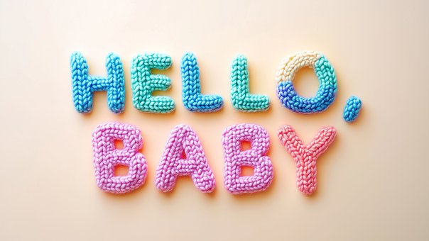Gebreide Letters, Heldere Kleuren, Hallo