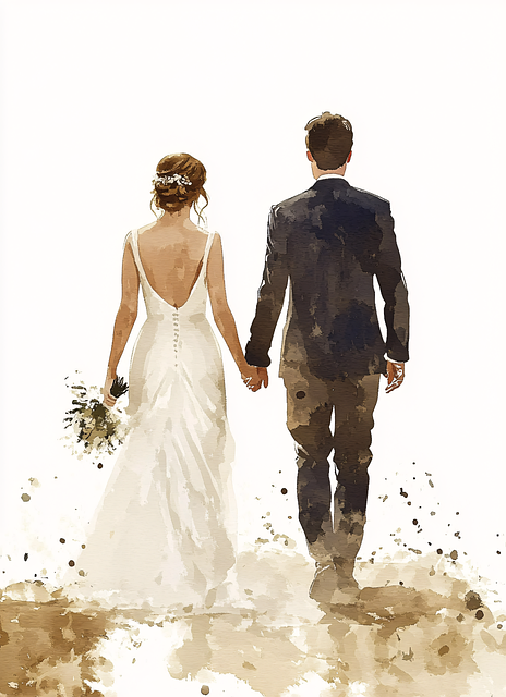 Free wedding bride groom illustration