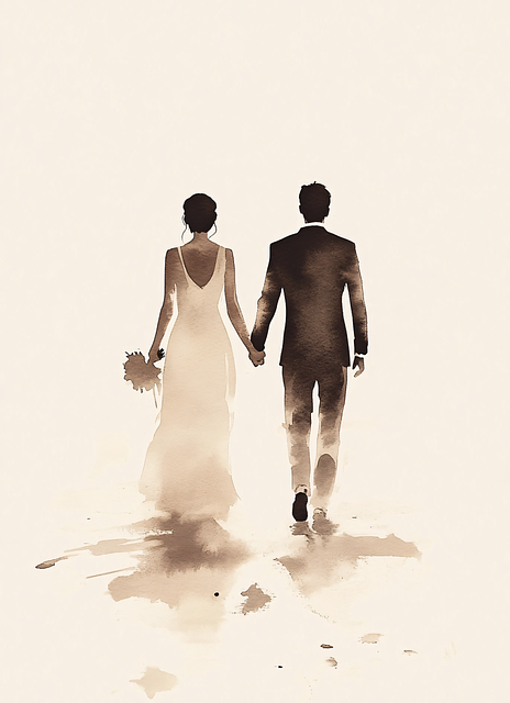 Free wedding bride groom illustration