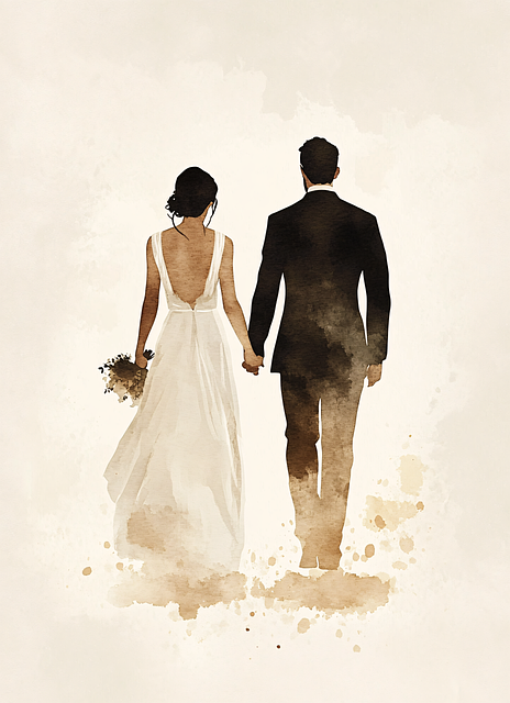 Free wedding bride groom illustration