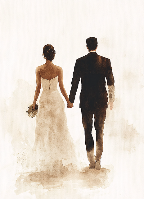 Free wedding bride groom illustration