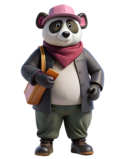 Free panda book reading illustration