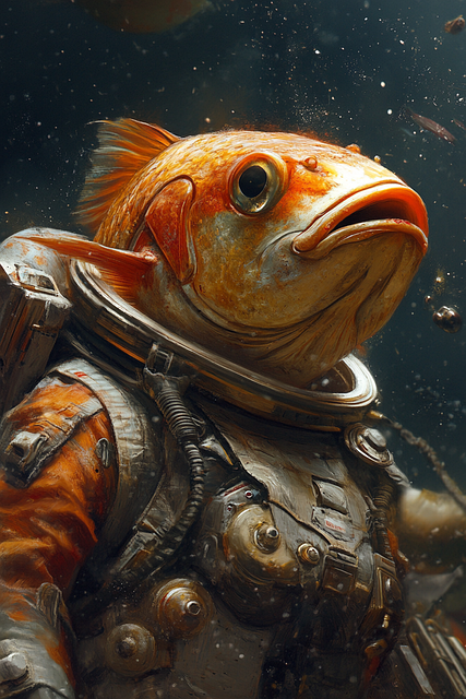 Free ai generated fish space suit illustration