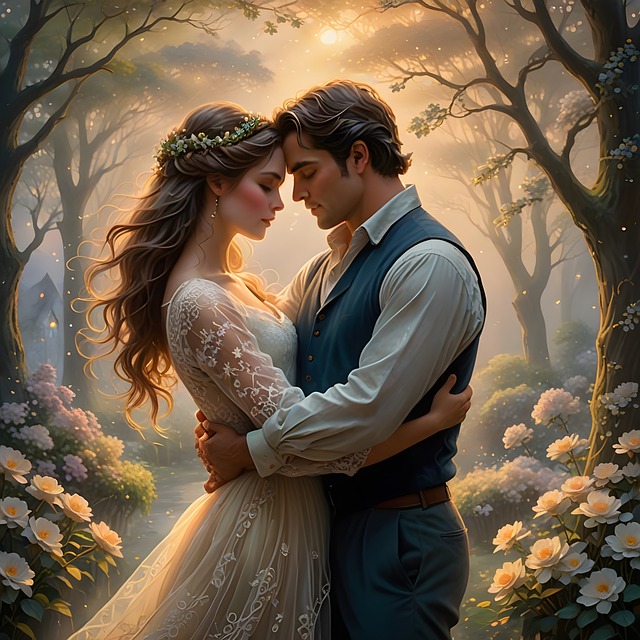 Free couple forest flowers illustration