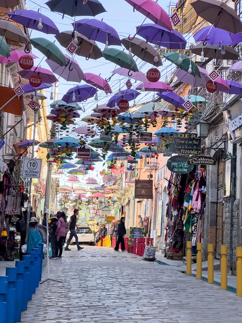 Lapaz, Bolivien, Regenschirme, Straße