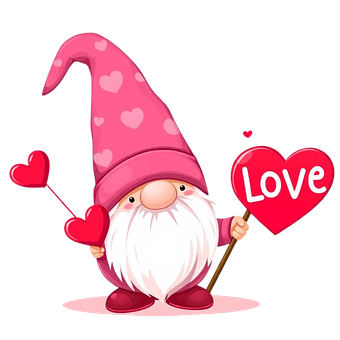 Gnom, Valentine, Dragoste, Pălărie Roz