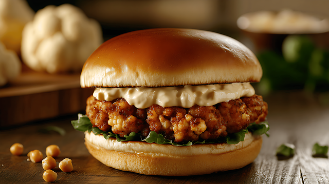 Free ai generated burger chickpeas illustration