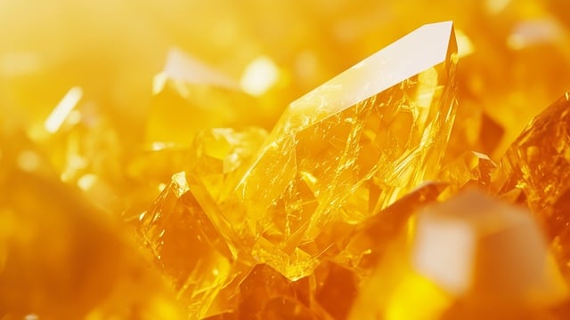 Free yellow crystals light refraction illustration