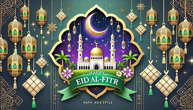 Fröhliche Eid Al-Fitr-Illustration