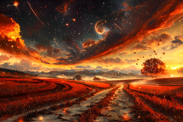 Free nature night stars illustration